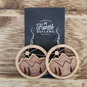 Honest outlaws wood mountain earrings